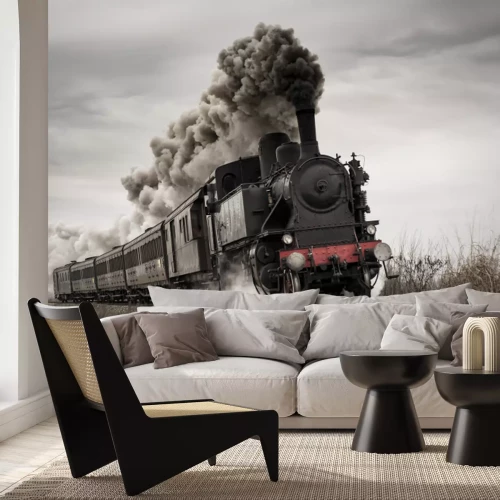 Papier peint  Paysage de train à vapeur au style vintage