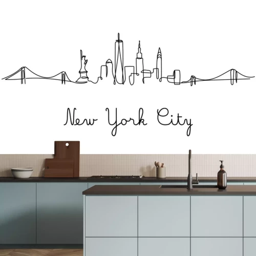 Sticker  One line style New York City skyline. Simple modern minimaistic style vector.