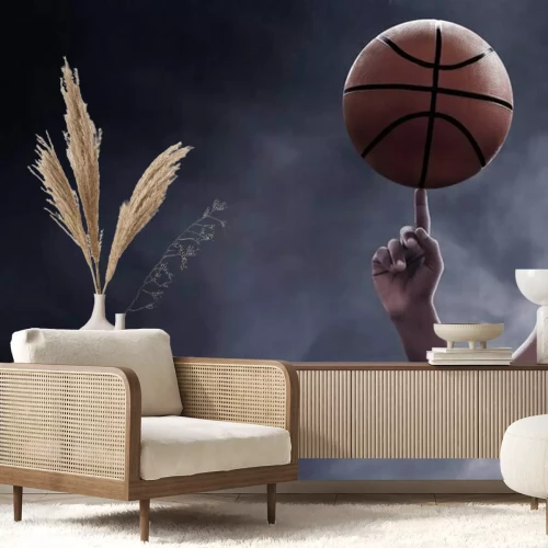 Papier peint  Ballon de basket sur fond brumeux