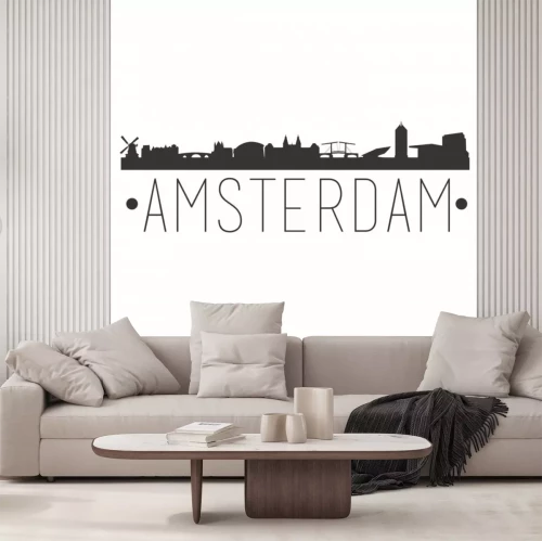 Sticker  Amsterdam Holland City. Skyline Silhouette City Design Vector Famous Monuments.