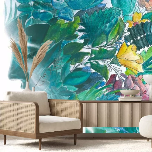 Papier peint  Paintography. Portrait of a woman combined with a painting