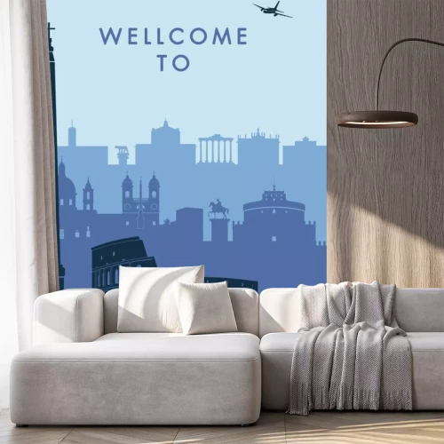 Sticker  rome skyline with vector illustration