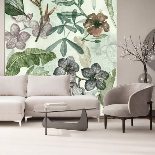 Sticker  Illustration pastel avec des plantes de différentes espèces