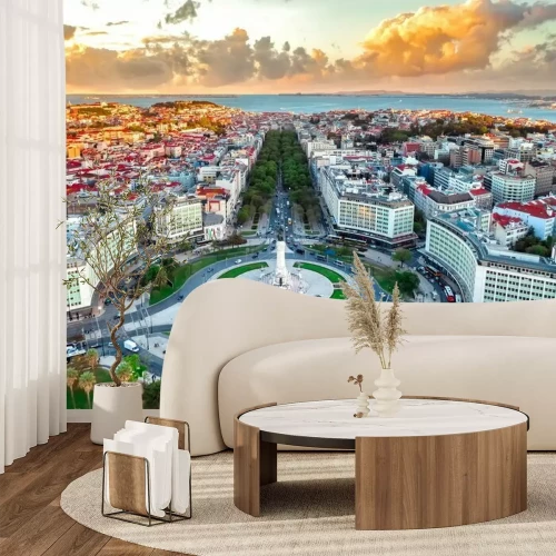 Papier peint  Panorama de Lisbonne vue aérienne