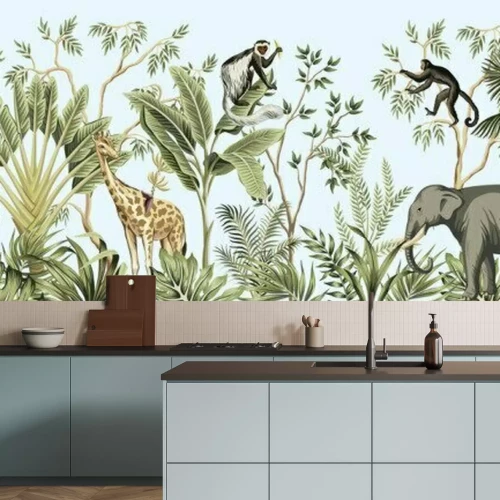 Sticker  Animaux exotiques dans la jungle tropicale