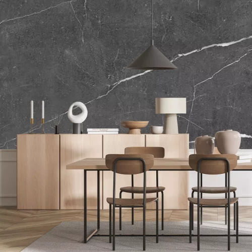 Papier peint  Marbre noir craquelé