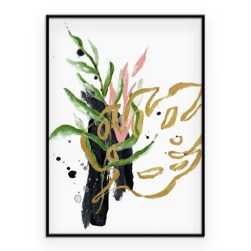 Poster  Abstraction picturale avec des feuilles