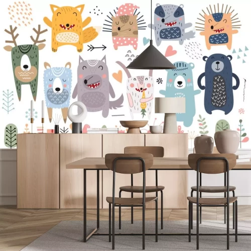 Sticker  Animaux de la forêt et style scandinave