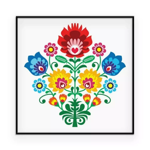 Poster  Motif floral dans le style de la broderie folklorique