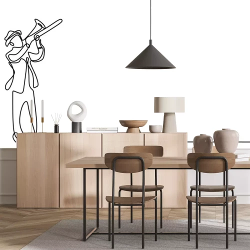 Sticker  continuous line drawing of jazz music.