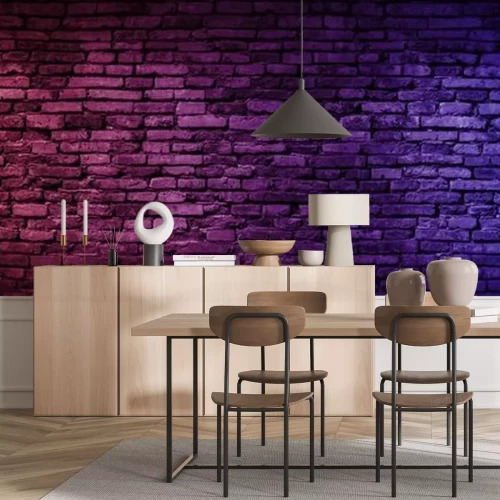 Papier peint  Néons sur un mur de briques