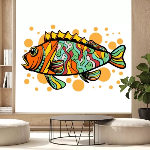 Sticker  Colorful fish illustration with pop art style. Fish creative design for web, sticker, tshirt, poster, or wall art.
