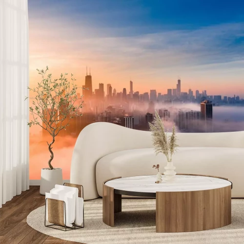 Papier peint  Lever de soleil dans une métropole brumeuse