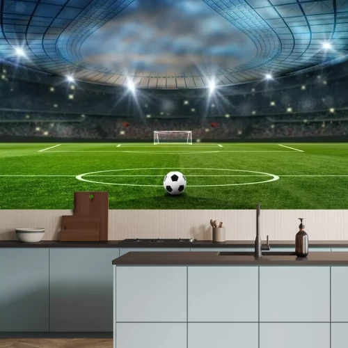 Papier peint  Un ballon dans un stade vide rempli de fans