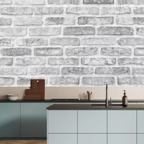Papier peint  Brique grise avec joint blanc
