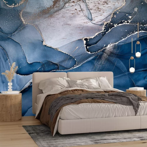 Papier peint  Nuances de peinture bleu foncé interpénétrant