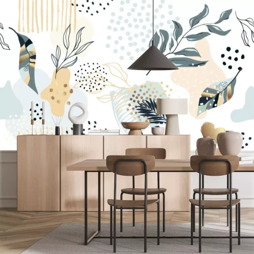 Sticker  Motif avec des plantes tropicales et des éléments géométriques