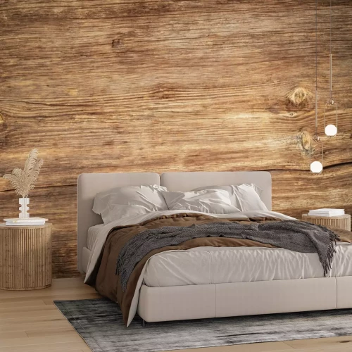 Papier peint  Planche de bois brun avec des nœuds