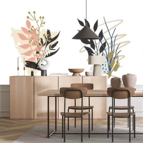 Sticker  Hand drawn vector abstract tropical leaves background isolated on white. Vector