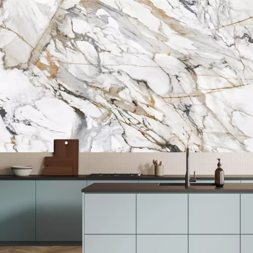 Papier peint  White Cracked Marble rock stone marble texture wallpaper background