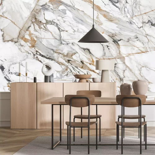 Sticker  White Cracked Marble rock stone marble texture wallpaper background