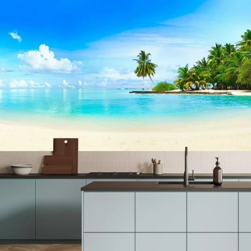 Papier peint  Palmiers au bord de l'océan