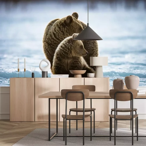 Papier peint  Des ours couhés sur la neige