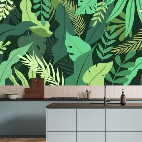 Papier peint  Plantes vertes graphiques