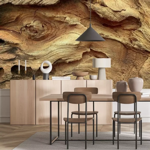 Papier peint  Rainures abstraites en bois 3D