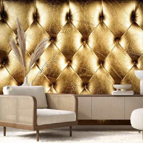 Papier peint  Imitation d'un tissu jaune