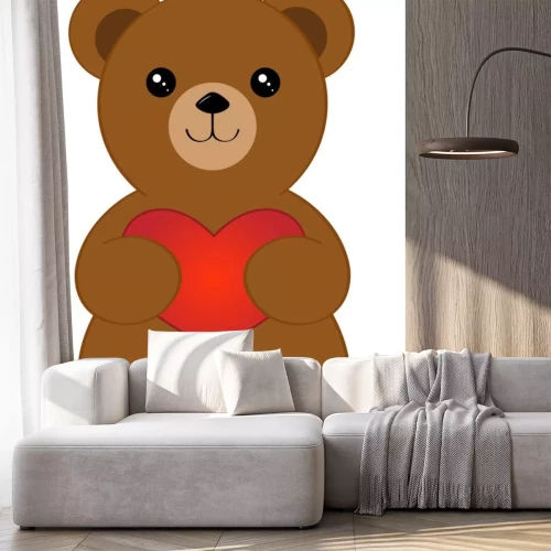 Sticker  teddy bear with a gradient heart