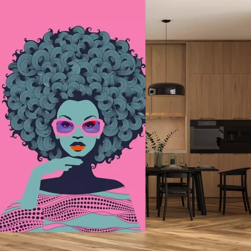 Sticker  Une femme afro-américaine portant des lunettes roses