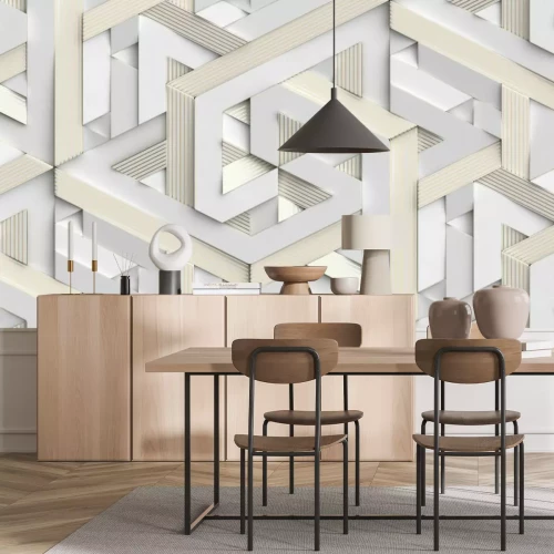 Papier peint  Motif géométrique blanc en 3D