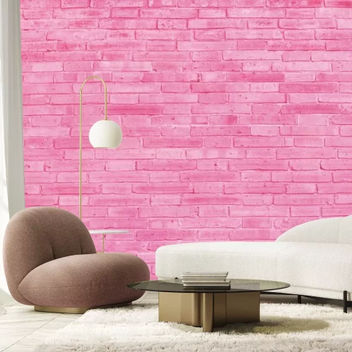 Papier peint  Mur de briques roses