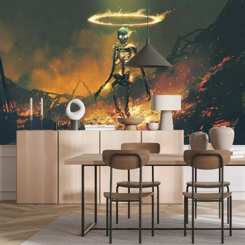 Papier peint  Squelette en feu de fantaisie