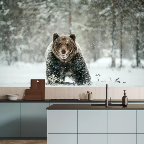 Papier peint  Ours et flocons de neige