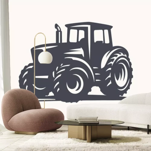 Sticker  Modern tractor illustration on white background.