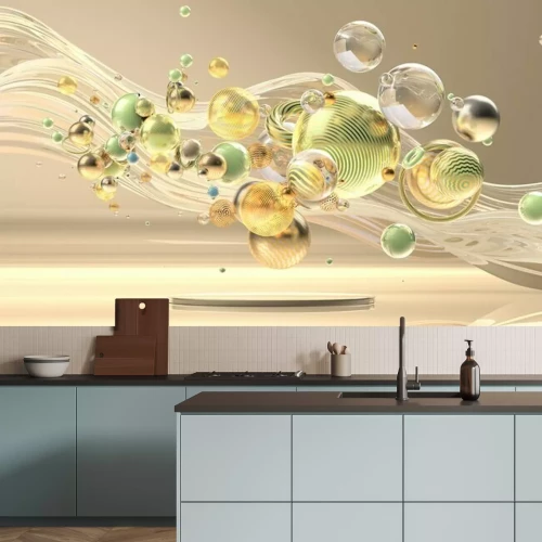 Papier peint  Boules 3D sur une vague