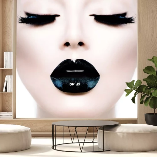Papier peint  Femme aux lèvres noires