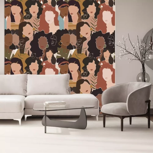 Sticker  Motif minimaliste de visages féminins