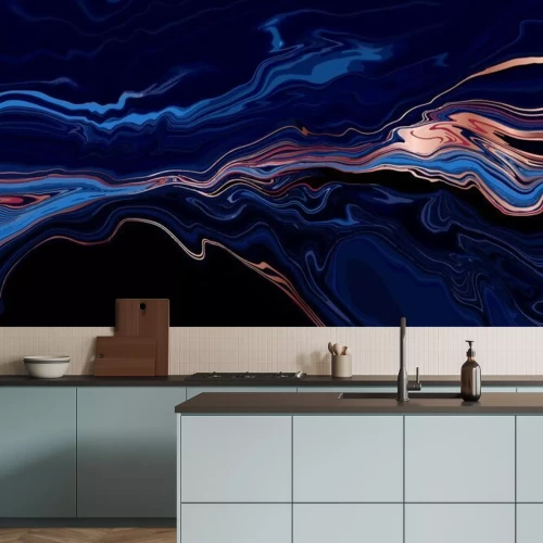 Papier peint  Marbre liquide bleu foncé comme une rivière