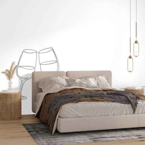 Sticker  Continuous one line drawing isolated on white background. Vector outline contour glasses of champagne sketch..