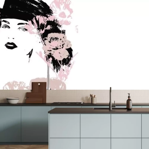 Sticker  Fashion illustration. Watercolor painting woman.