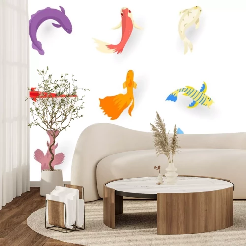 Sticker  Exotic fish flat vector illustrations set