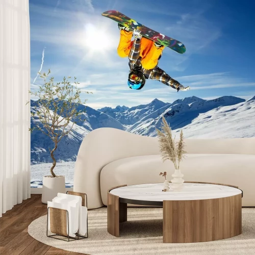 Papier peint  Snowboardeur effectuant des acrobaties dans la neige