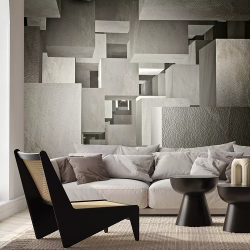 Papier peint  Cubes de béton créant un motif 3D