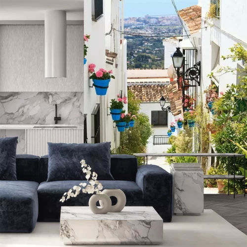 Papier peint  Ruelle avec un beau paysage