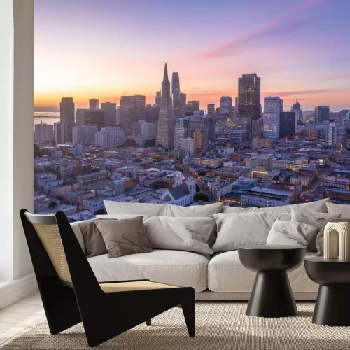 Papier peint  Panorama de la métropole au coucher du soleil