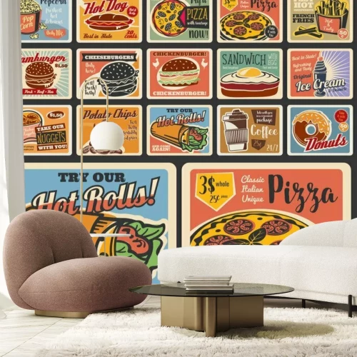 Papier peint  Images rétro de plusieurs plats différents