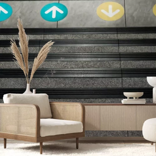 Sticker  Colored Arrow Signs Sticker Placed on The Floor in front of Stairs